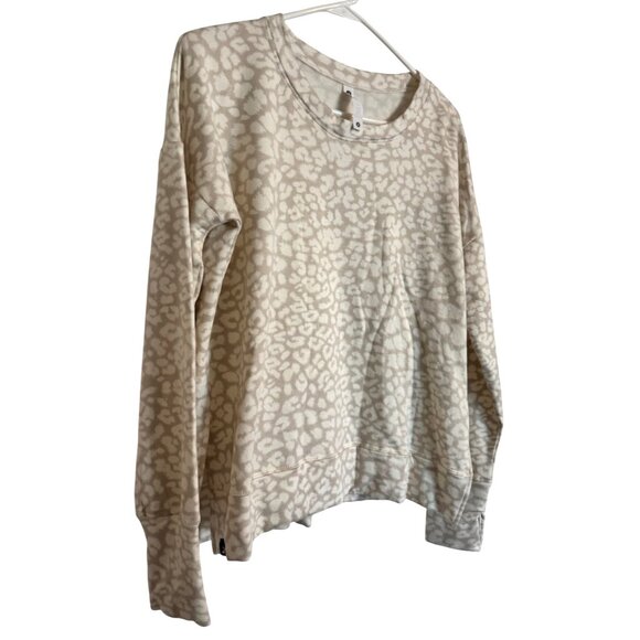 Glyder Lounge Long Sleeve Top Size Medium NWT Oatmilk White Leopard Yoga Fitness - Picture 9 of 12
